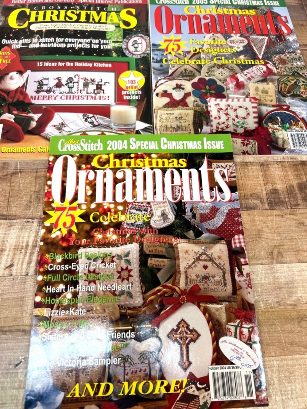 3 Christmas Cross-Stitch Magazines With Patterns & Designs For Holiday Decor